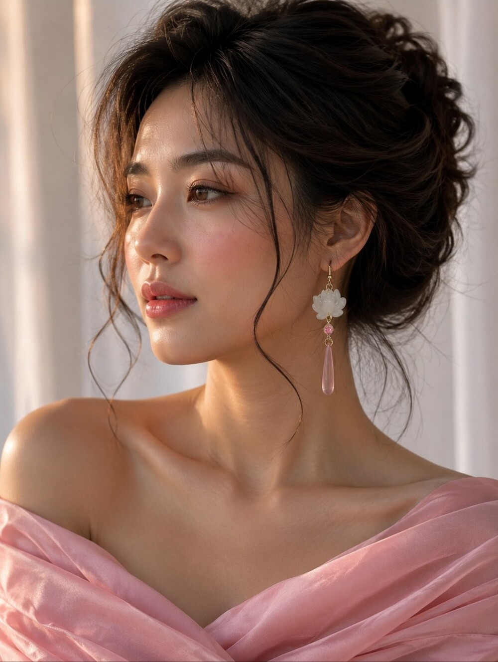 Delicate Pink Drop Flower Earrings - Women Jewelry